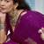 Magenta linen silk blend saree with gold zari border & floral woven pallu