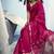 Rani pink linen silk blend saree with gold zari border & floral woven pallu