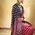 Red satin printed saree with orange border and unstiched blouse