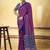 Magenta satin printed saree with orange border and unstiched blouse