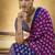 Magenta satin printed saree with orange border and unstiched blouse