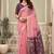 Baby pink linen blend saree with woven elephant & geometric pallu