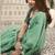 Sea green linen blend saree with woven elephant & geometric pallu