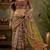 Cream & brown linen kalamkari digital print bollywood saree