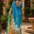 Slate blue linen screen print digital print bollywood saree