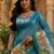 Slate blue linen screen print digital print bollywood saree