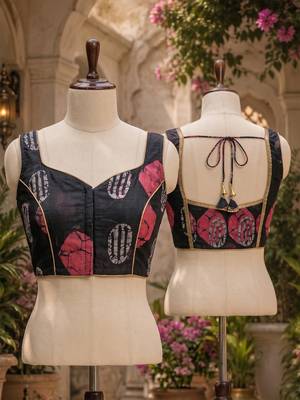 Black linen batik print digital print bollywood saree 5