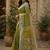 Olive green linen kalamkari digital print bollywood saree