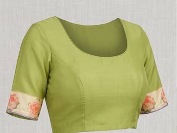 Lime green linen floral print digital print bollywood saree 5
