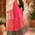 Baby pink linen folk figurines digital print bollywood saree