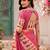 Baby pink linen folk figurines digital print bollywood saree