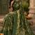 Mahendi green linen floral motifs digital print bollywood saree