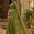 Mehndi green linen ethnic block prints digital print bollywood saree
