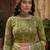 Mehndi green linen ethnic block prints digital print bollywood saree