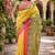 Canary yellow linen madhubani digital print bollywood saree