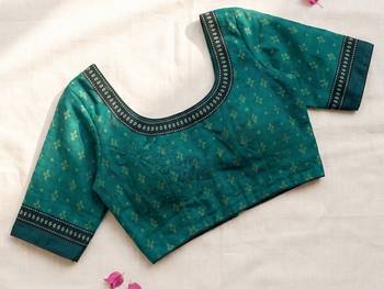 Turquoise blue linen floral digital print bollywood saree 5