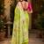 Light green linen bandhani digital print bollywood saree