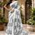 White & black linen checkered block digital print bollywood saree
