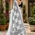 White & black linen checkered block digital print bollywood saree