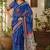 Royal blue linen bandhani digital print bollywood saree