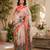 Ivory linen abstract floral digital print bollywood saree