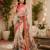 Ivory linen abstract floral digital print bollywood saree