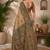 Beige linen madhubani digital print bollywood saree