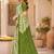Mehandi green & white linen leheriya digital print bollywood saree