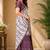 White & purple linen striped digital print bollywood saree