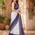 White & navy blue linen bandhani digital print bollywood saree