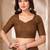 White & brown linen bandhani digital print bollywood saree