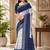 White & blue linen bandhani digital print bollywood saree