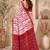 White & red linen leheriya digital print bollywood saree
