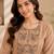 Women's new stylish trendy cream cotton silk embroidery work straight kurti with trousers