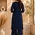 Women's new stylish trendy navy blue cotton silk embroidery work straight kurti with trousers