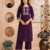 Women's new stylish trendy deep wine cotton silk embroidery work straight kurti with trousers