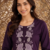 Women's new stylish trendy deep wine cotton silk embroidery work straight kurti with trousers