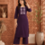 Women's new stylish trendy deep wine cotton silk embroidery work straight kurti with trousers