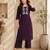 Women's new stylish trendy deep wine cotton silk embroidery work straight kurti with trousers