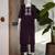 Women's new stylish trendy deep wine cotton silk embroidery work straight kurti with trousers
