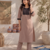 Women's new stylish brown  cotton blend straight kurta with pants and embroidered yoke