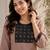 Women's new stylish brown  cotton blend straight kurta with pants and embroidered yoke