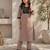 Women's new stylish brown  cotton blend straight kurta with pants and embroidered yoke