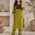 Women's new stylish green  cotton blend straight kurta with pants and embroidered yoke