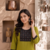 Women's new stylish green  cotton blend straight kurta with pants and embroidered yoke