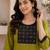 Women's new stylish green  cotton blend straight kurta with pants and embroidered yoke
