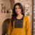 Women's new stylish mustard  cotton blend straight kurta with pants and embroidered yoke