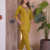 Women new mustard solid kurta pant set with heavy neck embroidery