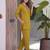 Women new mustard solid kurta pant set with heavy neck embroidery