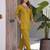 Women new mustard solid kurta pant set with heavy neck embroidery